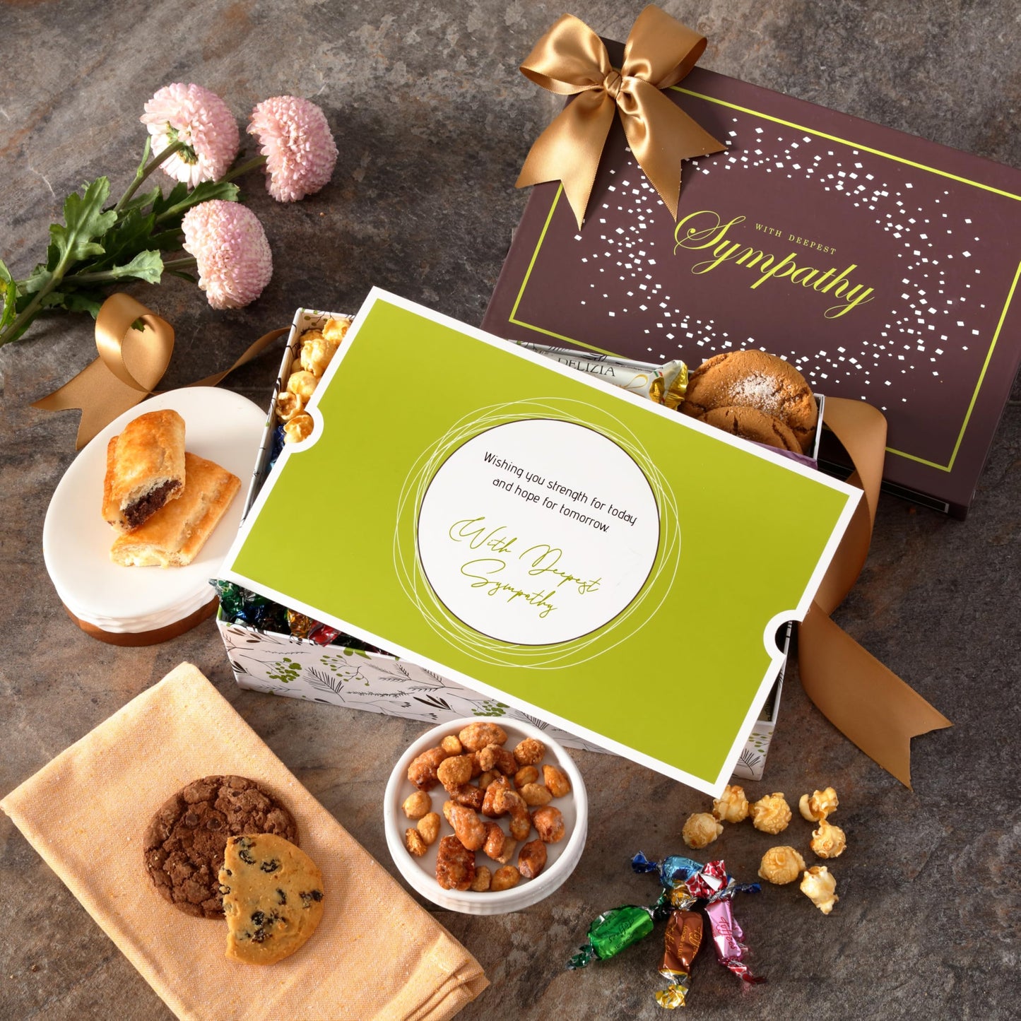 Broadway Basketeers Sympathy Gift Box - Individually Wrapped Gourmet Snacks, Desserts and Cookies Gift Box for Funeral, Shiva or Memorial - Snack Box
