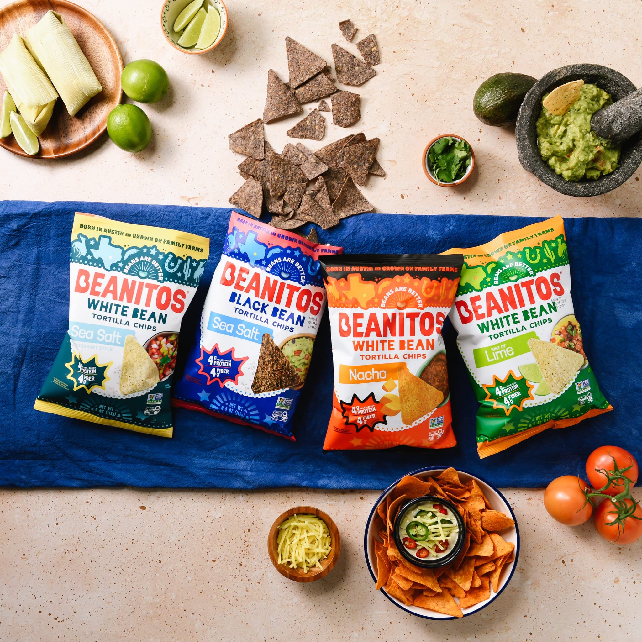 Beanitos White Bean Chips - Hint of Lime - (6 Pack) 5 oz Bag - White Bean Tortilla Chips - Vegan Snack with Good Source of Plant Protein and Fiber