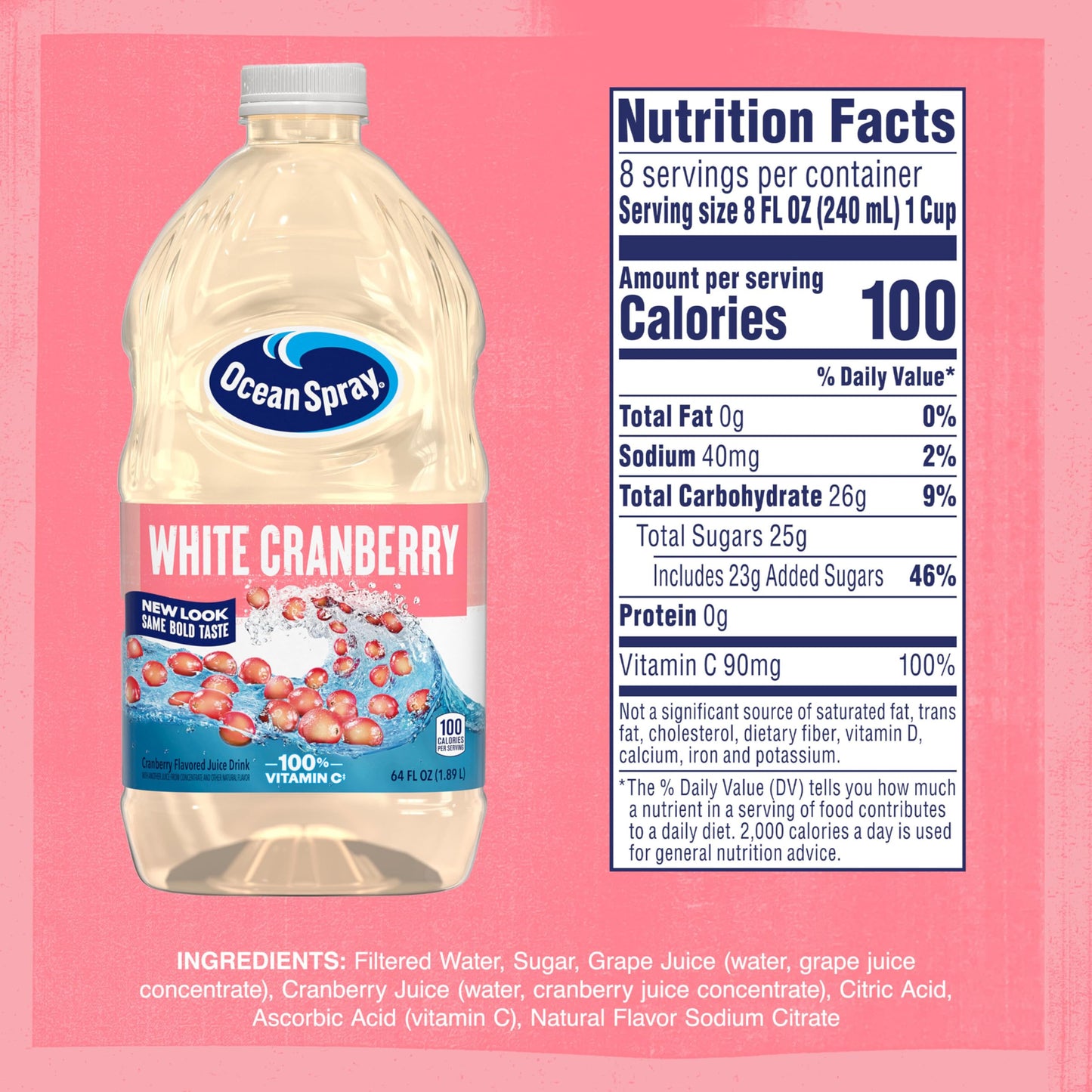 Ocean Spray® White Cranberry Juice Drink, 64 Fl Oz Bottle (Pack of 1)