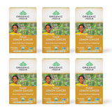 Organic India Tulsi Lemon Ginger Tea Bags - Herbal Tea, Stress Relieving & Reviving, Immune Support, Aids Digestion, Vegan, USDA Certified Organic
