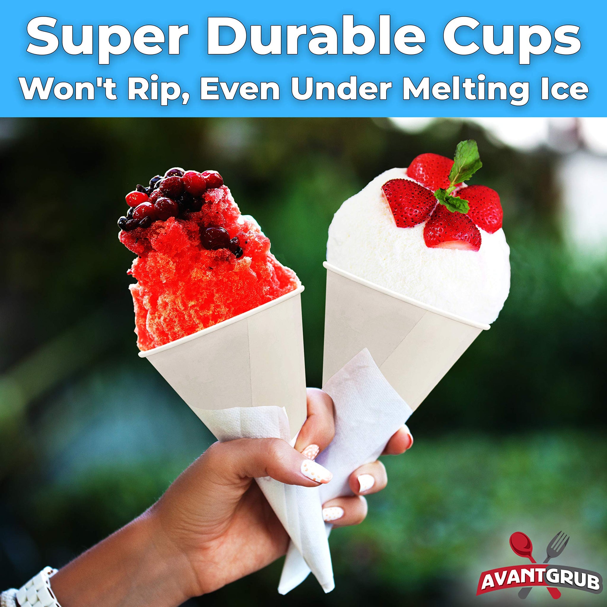 Eco Friendly Leak Proof 6 Oz Paper Cups 100pk. Perfect Snow Cone Cup for Kids Parties or Weddings. Great Paper Cup for Office Water Cooler or Sno Cone