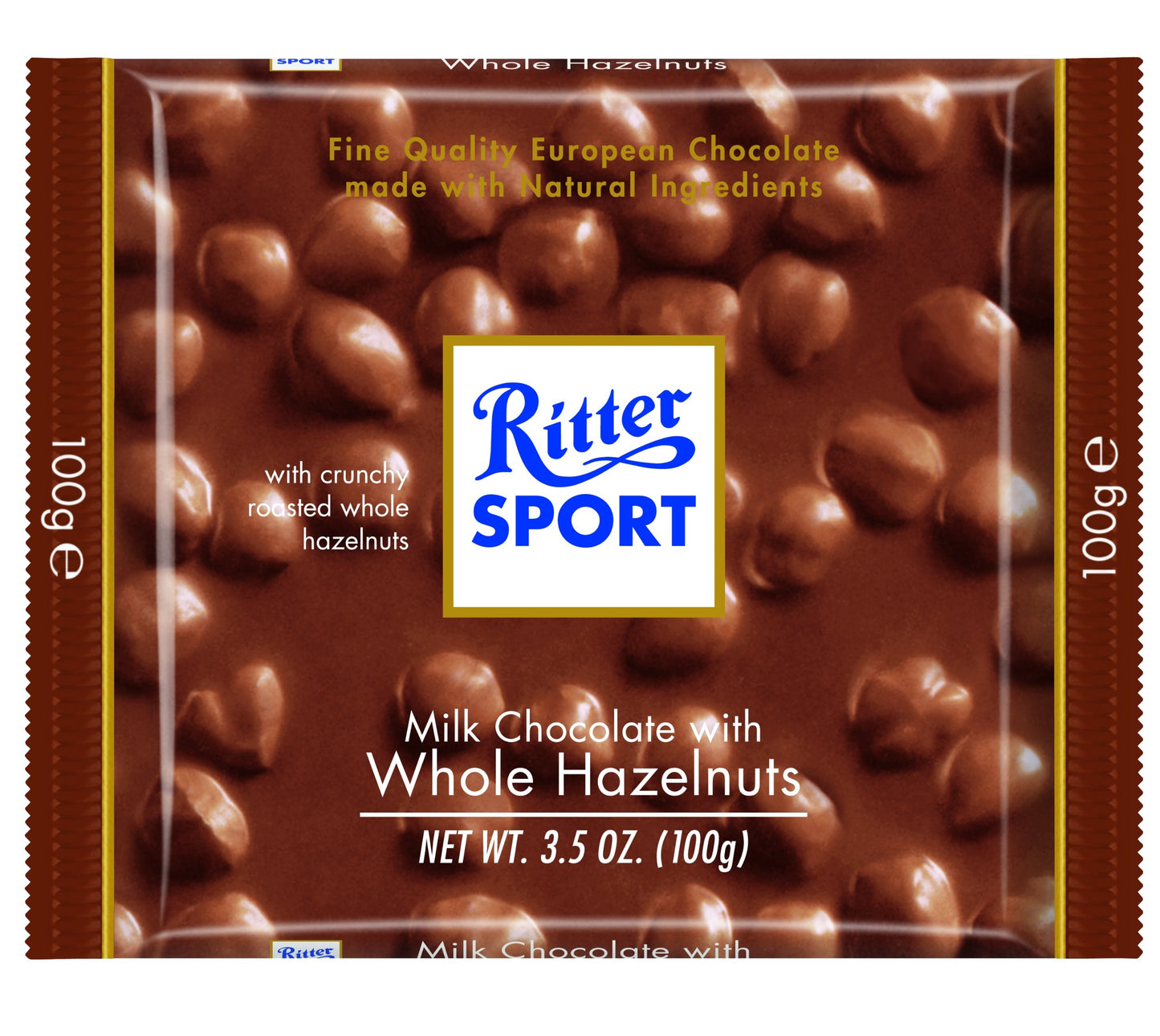 Ritter Sport, Milk Chocolate with Whole Hazelnuts (Pillow Pack), 3.5-Ounce Bars (Pack of 8)