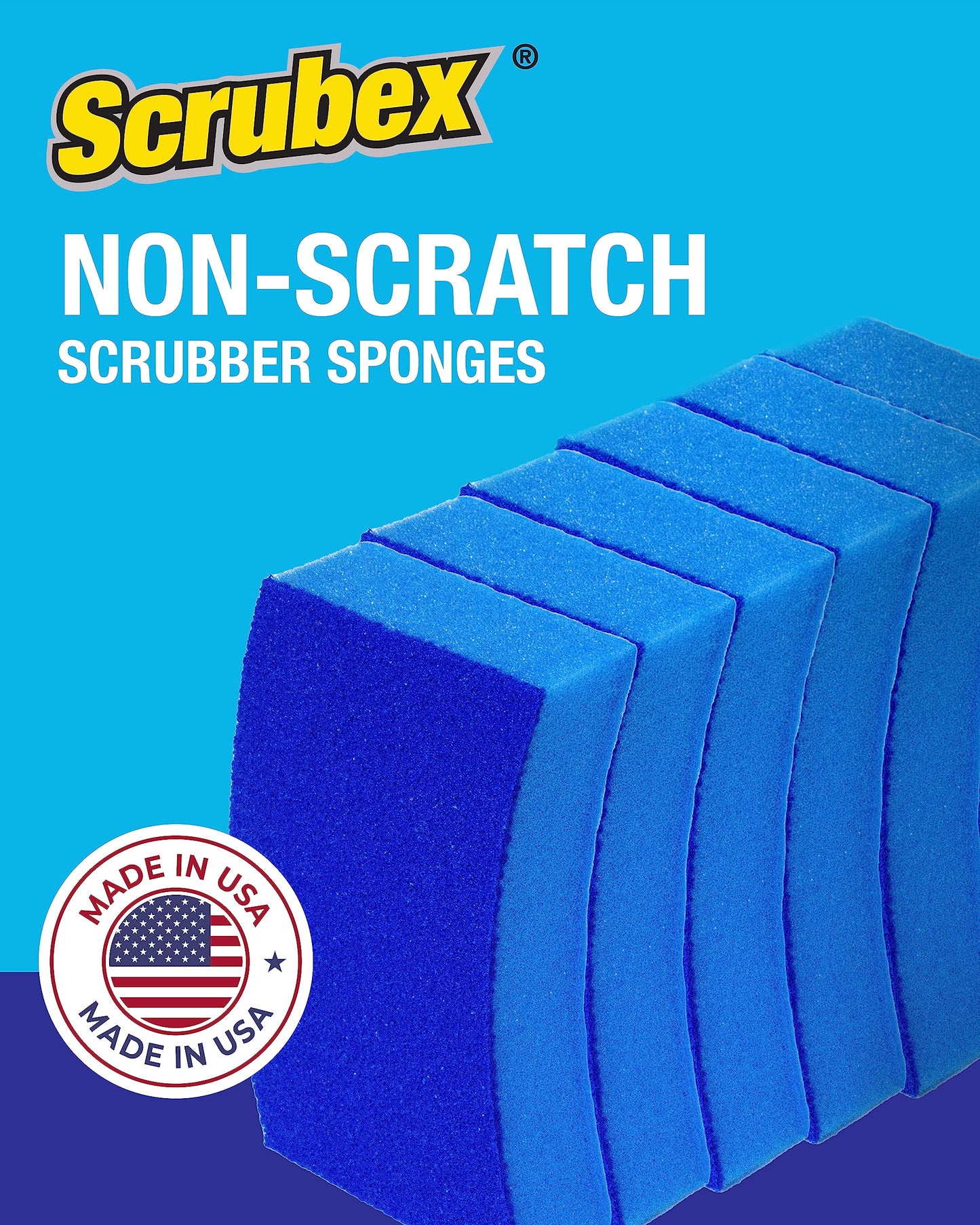 Scrubex Non-Scratch Odor Resistant Scrub Sponge, Multi-Purpose Sponge for Kitchen and Household, Safe for Non-Stick Cookware (6 sponges)