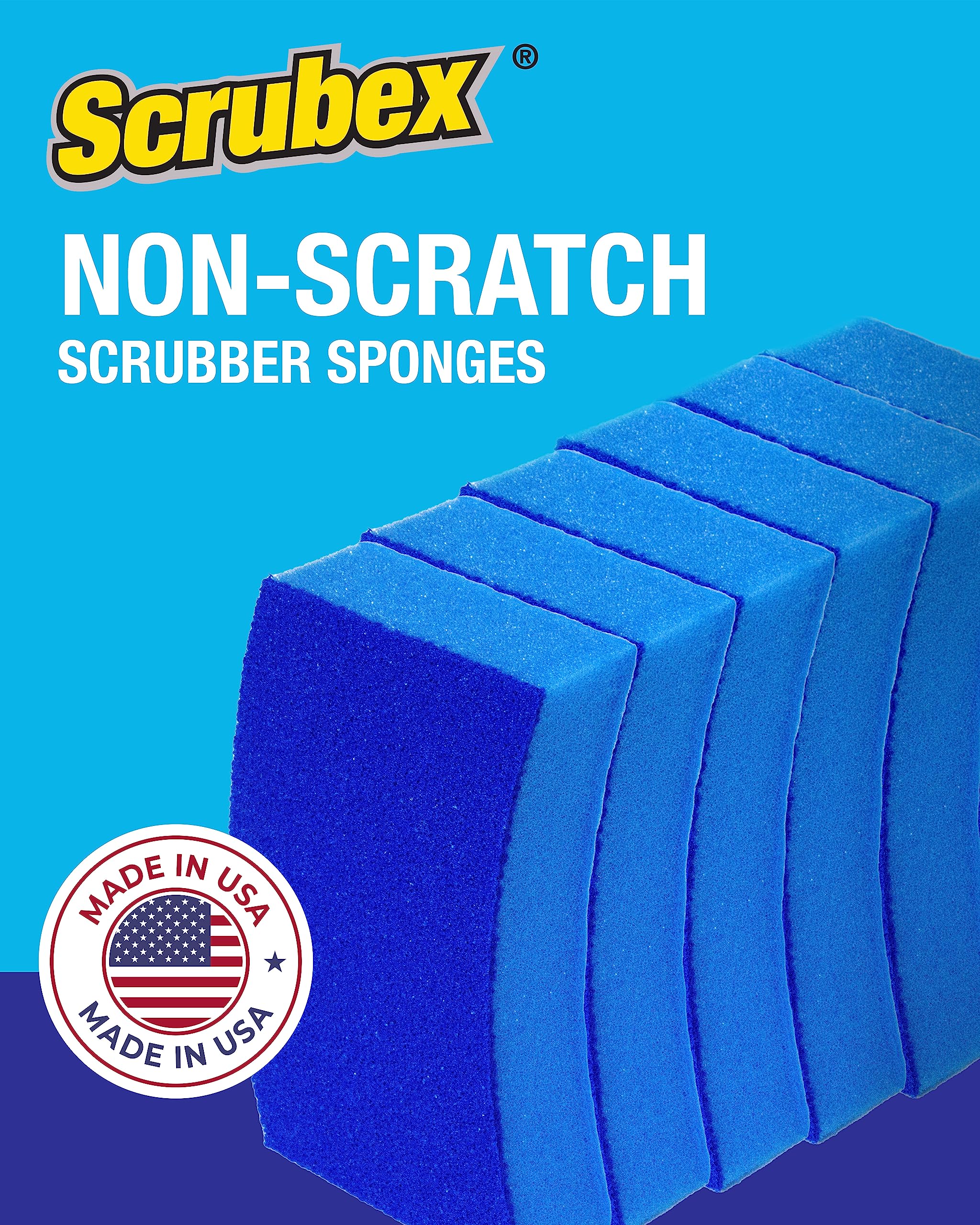 Scrubex Non-Scratch Odor Resistant Scrub Sponge, Multi-Purpose Sponge for Kitchen and Household, Safe for Non-Stick Cookware (6 sponges)