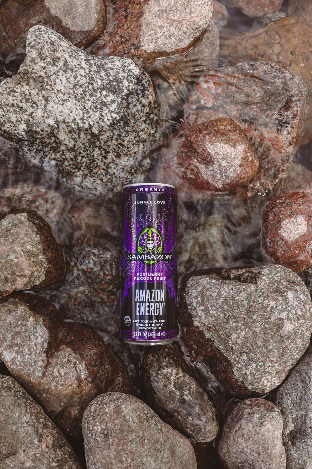 Sambazon Organic Amazon Energy Drink, Jungle Love, Acai Berry and Passionfruit, 12 Ounce (Pack of 24)