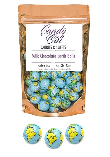 CandyOut Chocolate Earth Balls 2 Pound - Foil Wrapped Chocolate Candy in Sealed Bag