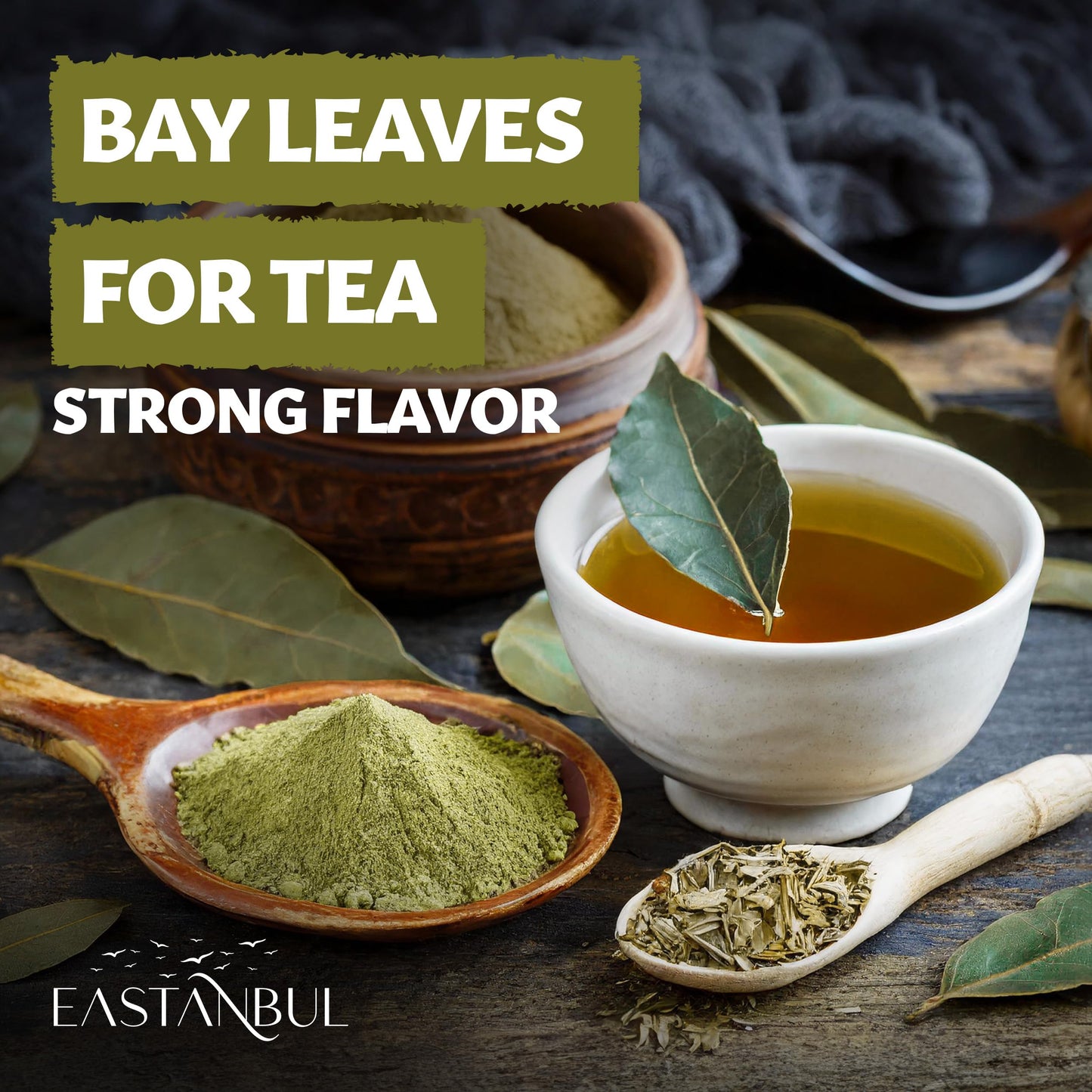 Eastanbul Ground Bay Leaves Powder, 4.94oz, Bay Leaf Powder, From Mediterranean, AKA Laurel Leaves, Hojas De Laurel Polvo Molido, Perfect For Soups