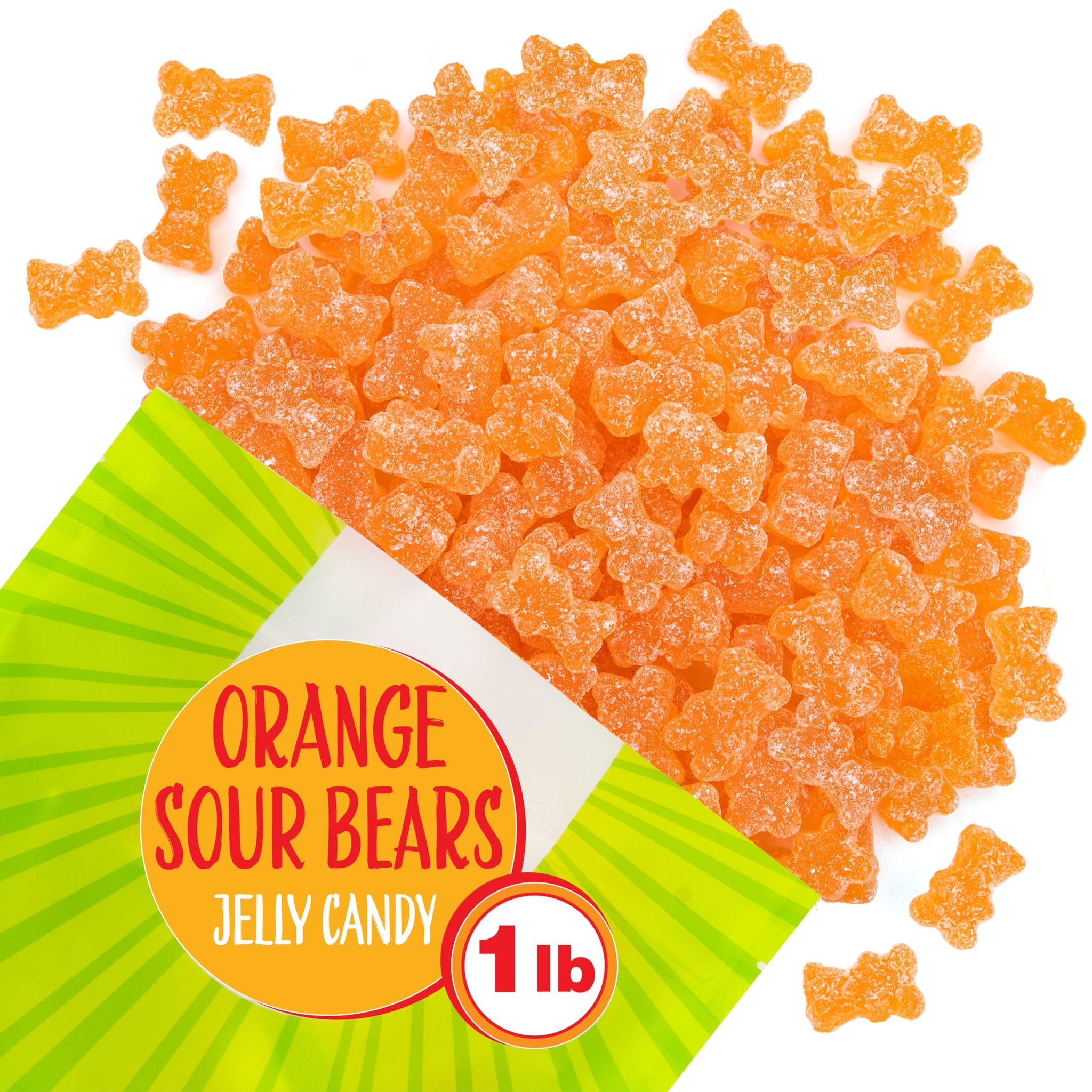 Sour Bears Gummy Candy | 1 Pound Bag | Orange Sour Candy | Vegan Gummies | Gummy Candies for Party Favors, Buffets, and Goodie Bags | Gelatin Free