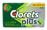 Clorets Plus Sugarless Gum 12pk-Mint Flavor (12 pieces of gum per pack)
