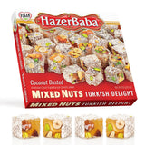 HazerBaba Coconut Dusted Turkish Delight Candy with Nuts, 8.8oz(Pack of 1)
