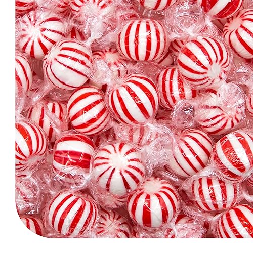 Jumbo Mint Balls - 2 Pound Bulk Pack - 90 Count - Peppermint Hard Candy Individually Wrapped - Classic Peppermint Candy for Jars, Gifting, and Holiday