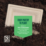 100% Compostable Square Paper Plates 6 inch [500-Pack] Heavy Duty, Eco-Friendly, Biodegradable Bagasse Dinner Plates - Natural Brown 6x6" Plate