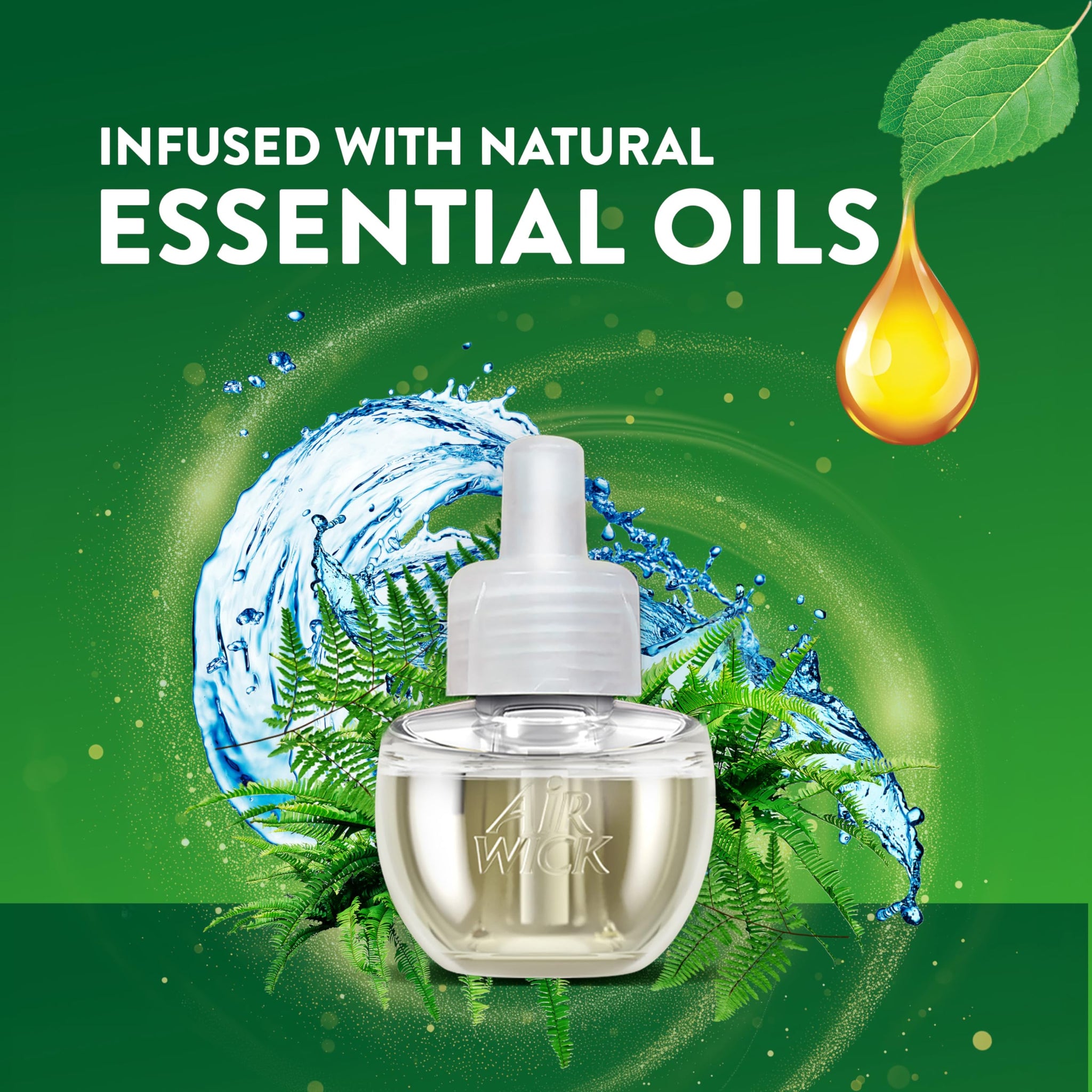 Air Wick plug in Scented Oil 2 Refills, Fresh Waters, (2x0.67oz), Essential Oils, Air Freshener (F002)