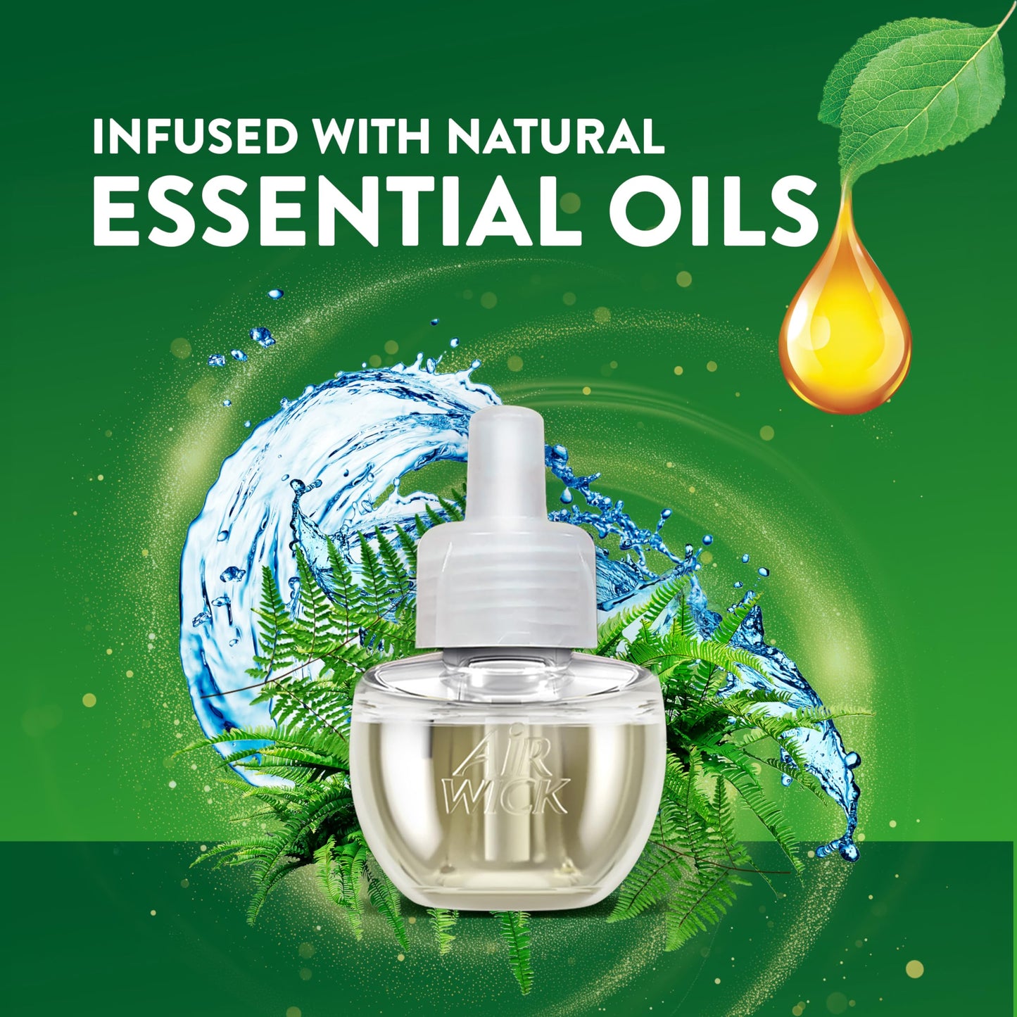 Air Wick Vibrant Plug-In Scented Oil Refills, 3 Count, Fresh Waters, Air Freshener, Essential Oils, Eco Friendly