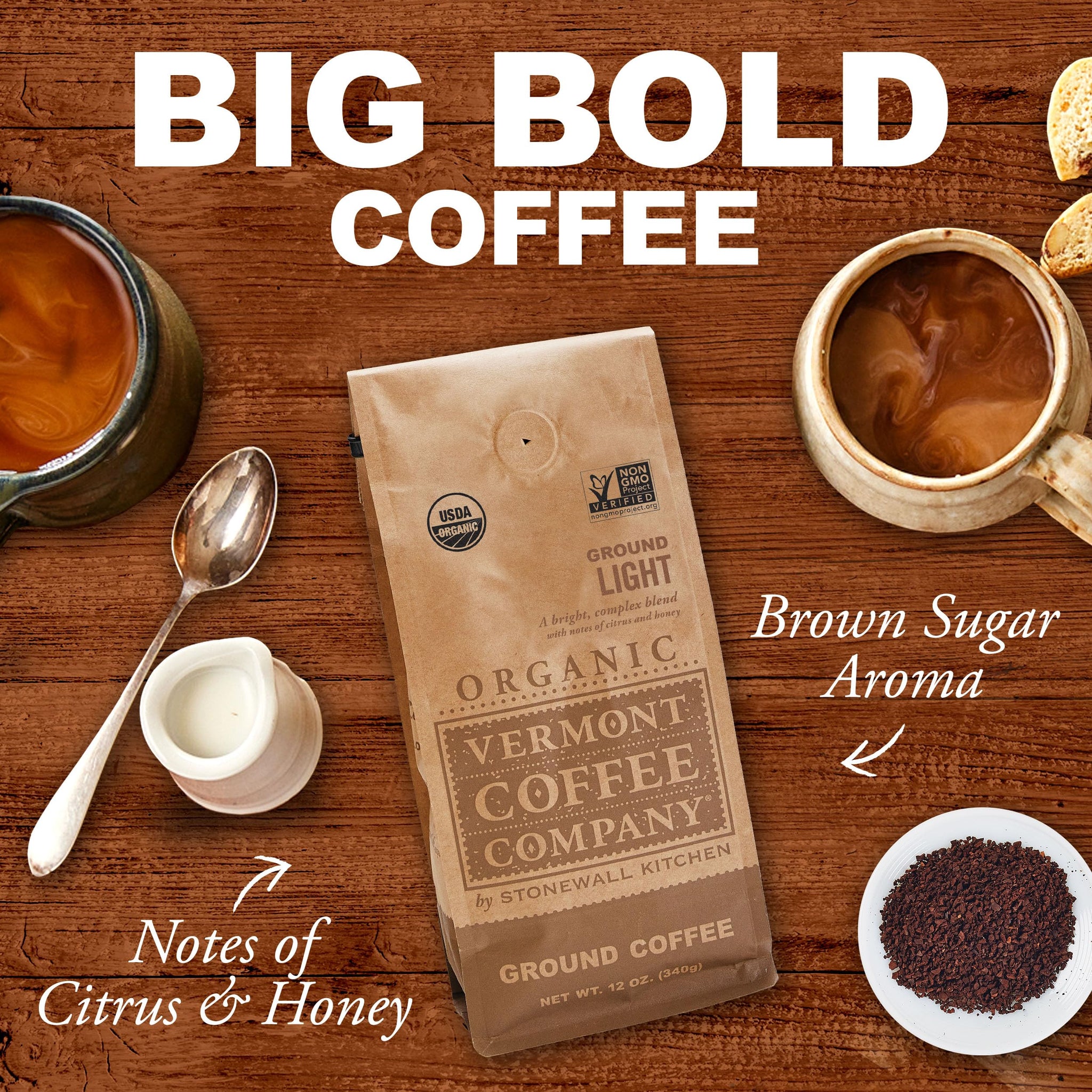 Vermont Coffee Company, Light Roast Organic Ground Coffee, 12oz., Made in the USA