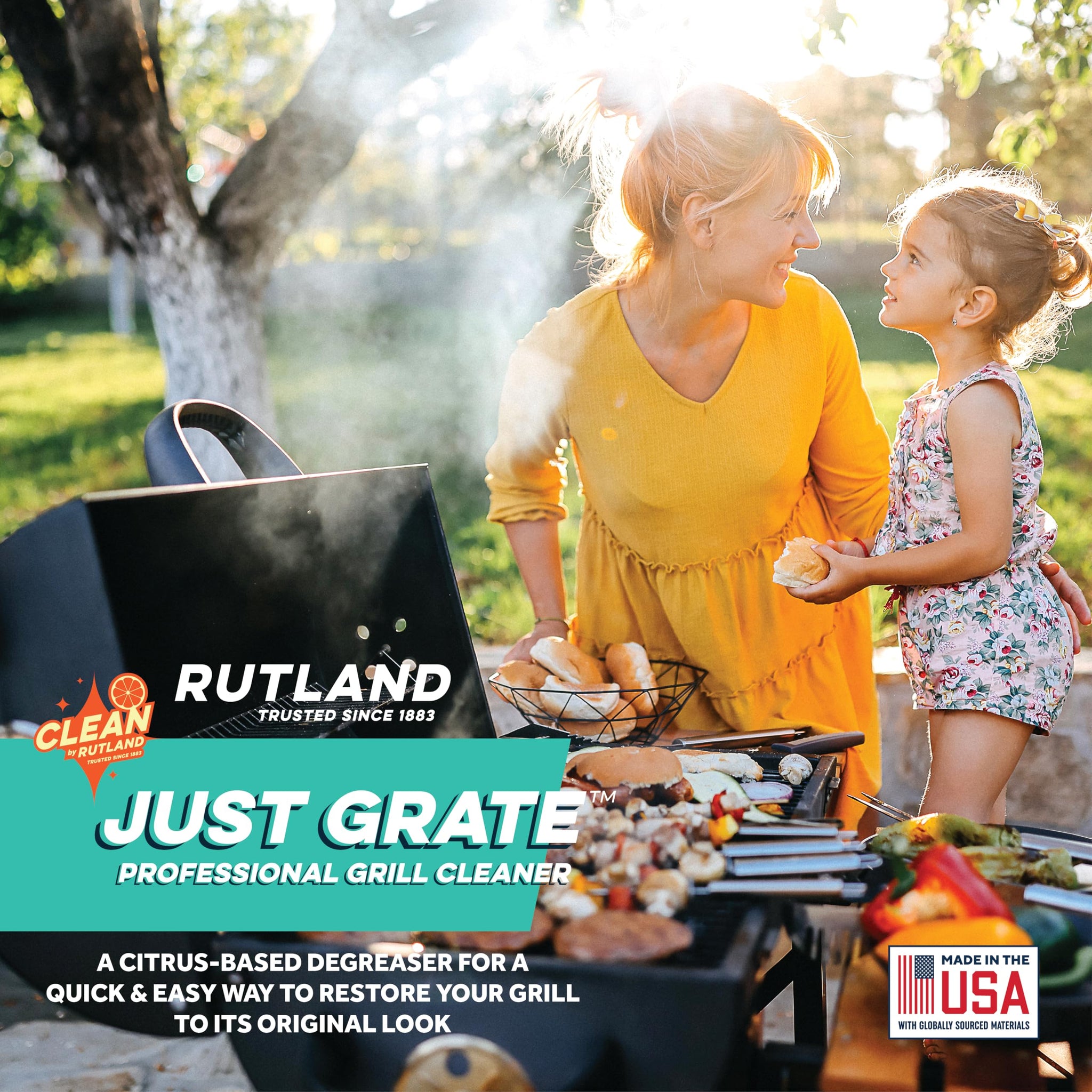 Rutland Just Grate Grill Cleaner, Citrus Degreaser, BBQ Grill Interior & Exterior, 16 fl oz