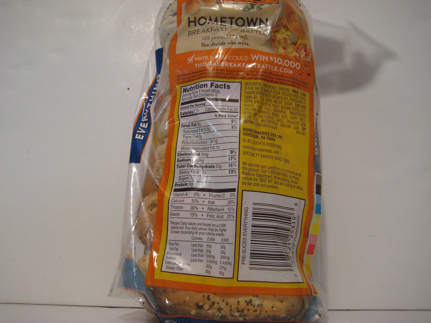 Thomas' Bagels Everything, (6)- Pre-sliced, 20oz Each Bag