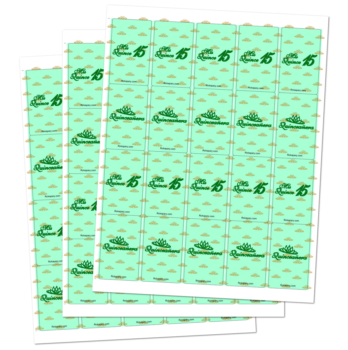 Mis Quince Miniature Candy Bar Wrapper, Quinceanera Mini Chocolate Bar Stickers for Sweet 15 Birthday Party, Table Top Event Decorations, (Set of 60)