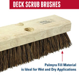 Weiler 44026 Heavy Duty Deck Scrub Brush with Natural Palmyra Bristles for Wooden Decks, Conrete Patios, and Other Rough Surfaces