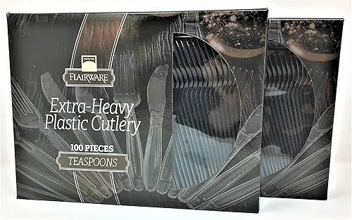 Fineline Flairware Collection Heavy Duty Black Plastic Spoons - Quality, Extra Durable Disposable Teaspoons, Practical for Serving and Portioning Hot