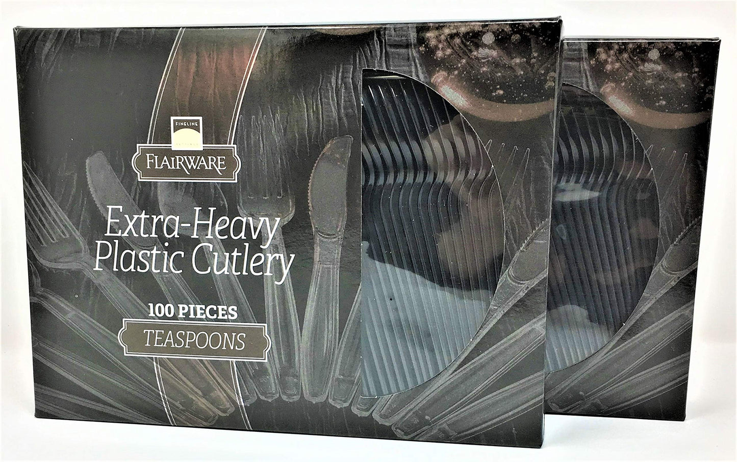 Fineline Flairware Collection Heavy Duty Black Plastic Spoons - Quality, Extra Durable Disposable Teaspoons, Practical for Serving and Portioning Hot