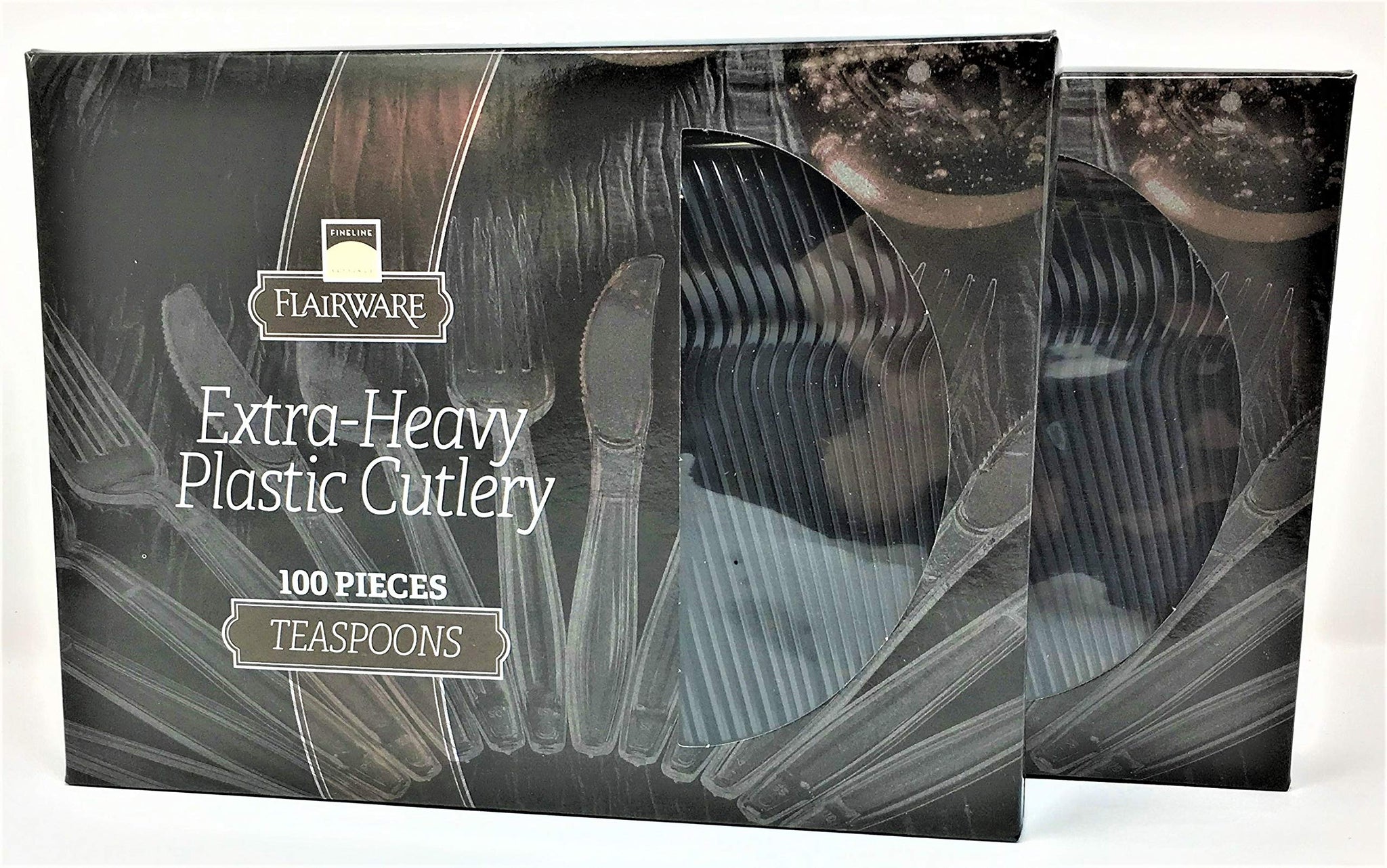Fineline Flairware Collection Heavy Duty Black Plastic Spoons - Quality, Extra Durable Disposable Teaspoons, Practical for Serving and Portioning Hot