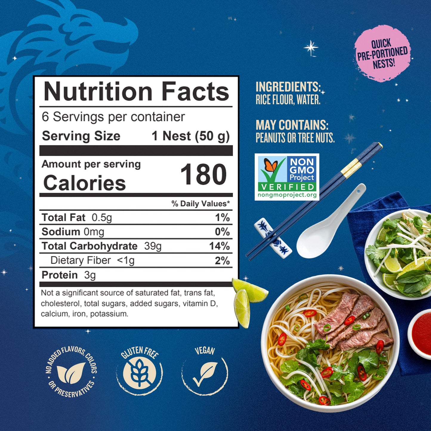 Blue Dragon Medium Rice Noodles - 10.5oz (Pack of 1) - Noodle Nests Made from Rice Flour & Water - Quick & Versatile Base for Asian Stir-Fries, Pad