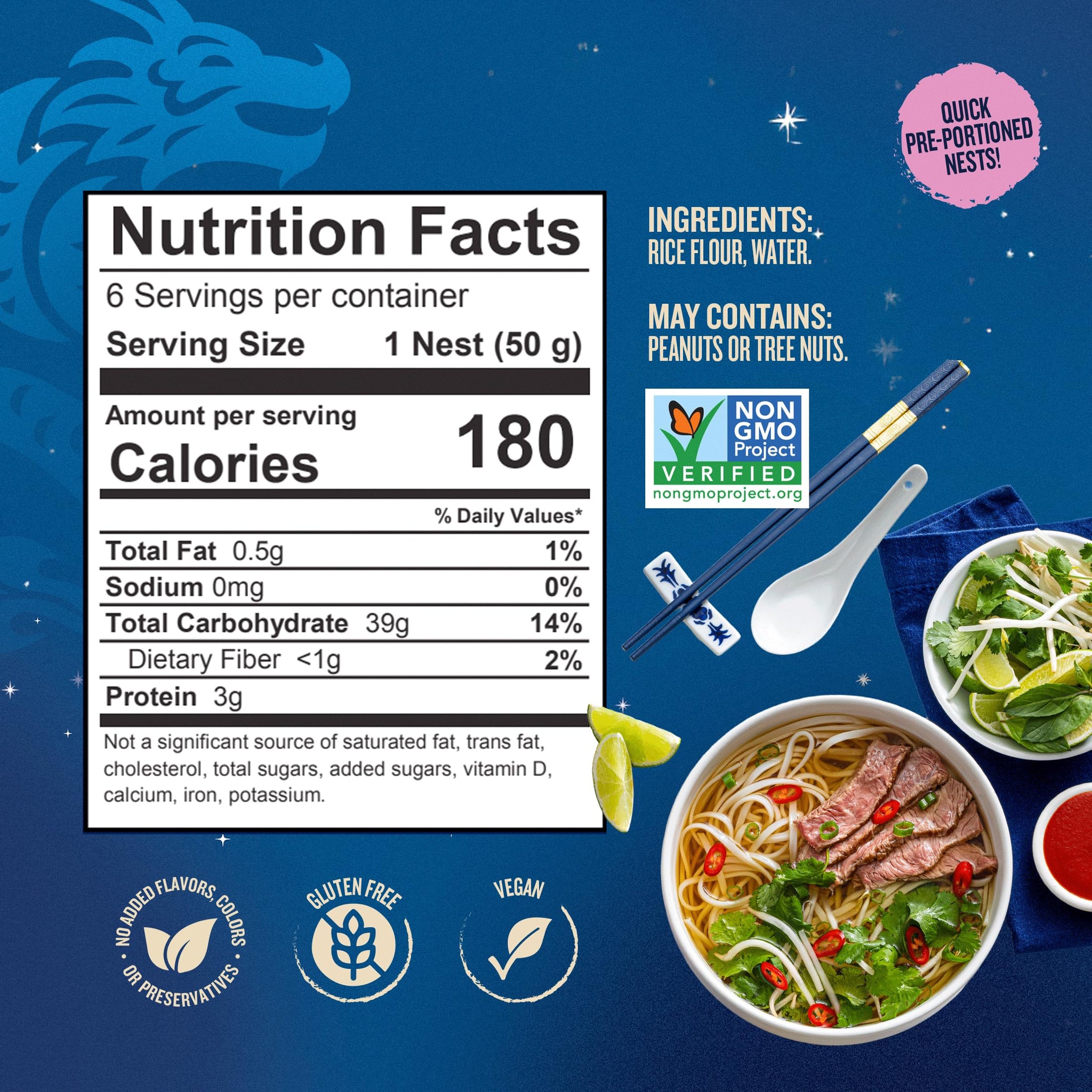 Blue Dragon Medium Rice Noodles - 10.5oz (Pack of 1) - Noodle Nests Made from Rice Flour & Water - Quick & Versatile Base for Asian Stir-Fries, Pad