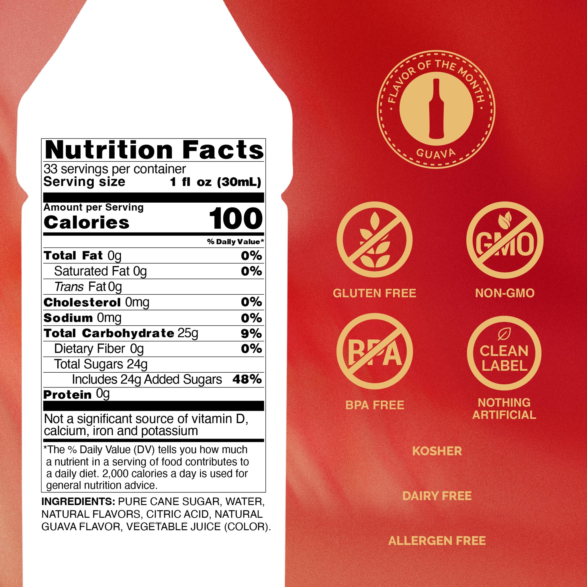 Monin Flavored Syrup, Guava, 33.8-Ounce Plastic Bottle (1 liter)