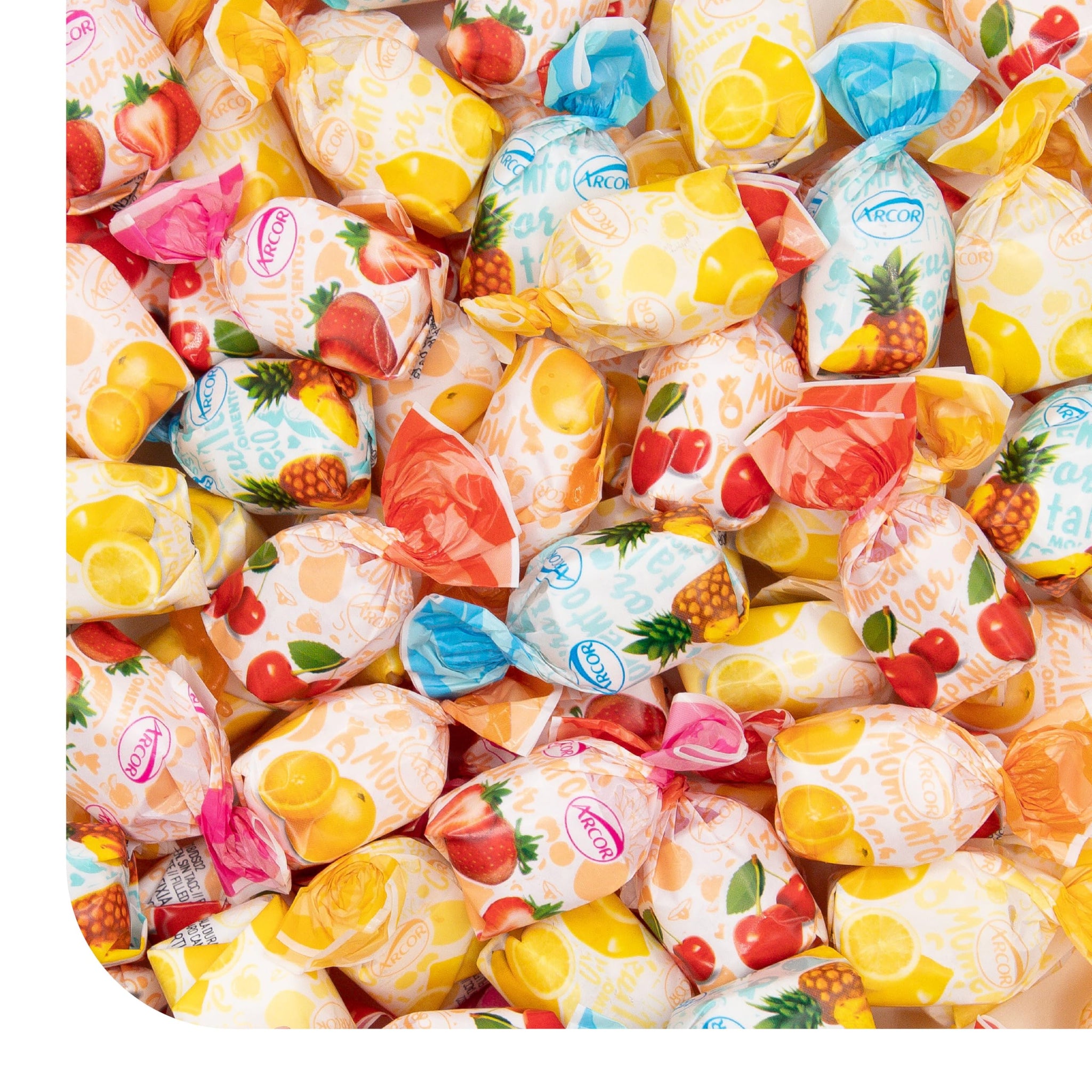 Arcor Fruit Filled Hard Candy - 2 Pound Bulk Bag - Bon Bons Candy - Individually Wrapped Assorted Fruit Candy for Office Bowls - Pineapple