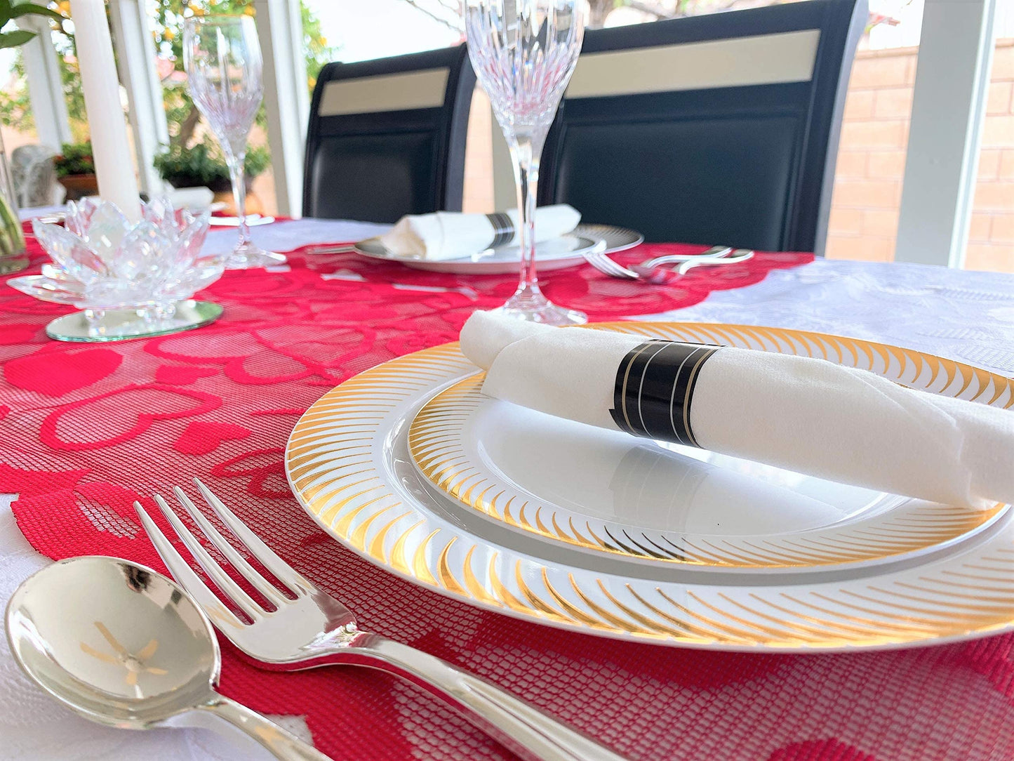 Pre-Rolled Dinner Napkin and Cutlery, Silver/Metallic Plastic (30 Sets)