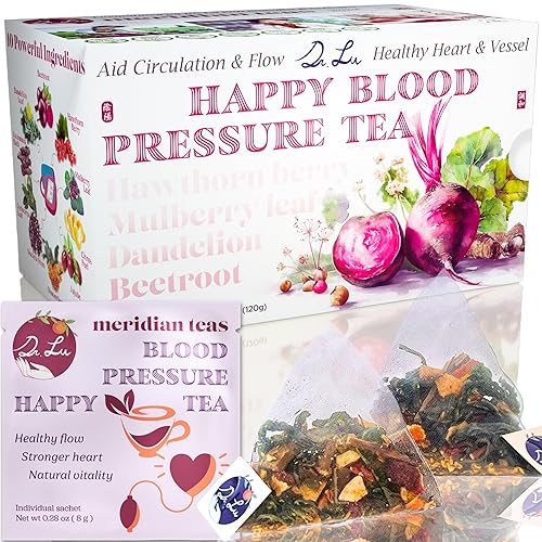 Dr. Lu’s Happy Blood Pressure Tea | 100% Natural Heart Functional Tea for Blood Pressure Support | Beetroot, Hawthorn Berry, Mulberry Leaf, Dandelion