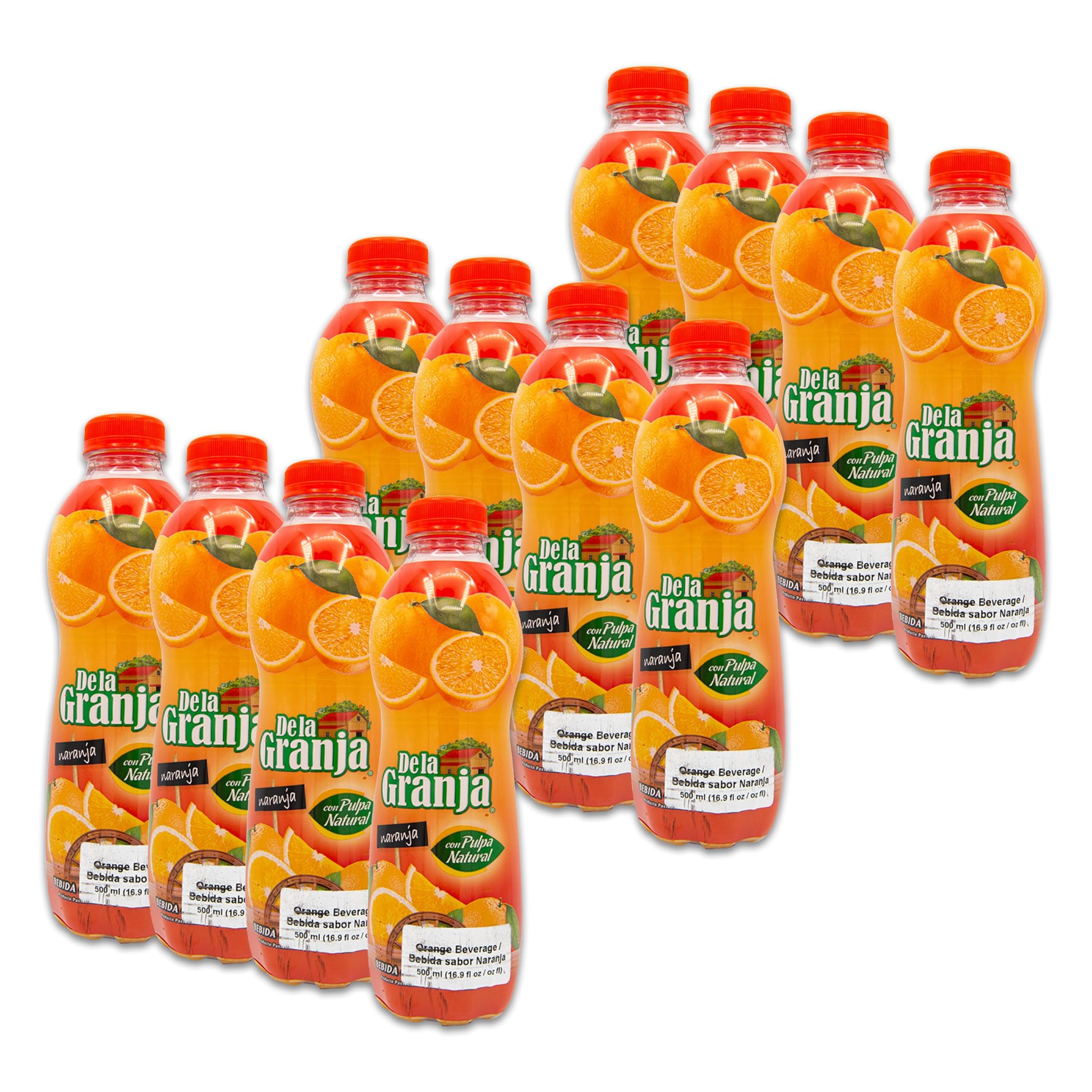 Jugo de Naranja Bundle - Includes 12 Bottles of 16.9 Fl Oz Each, 202 Fl Oz Total of Orange Juice Flavor - Perfect for Breakfast by De La Granja