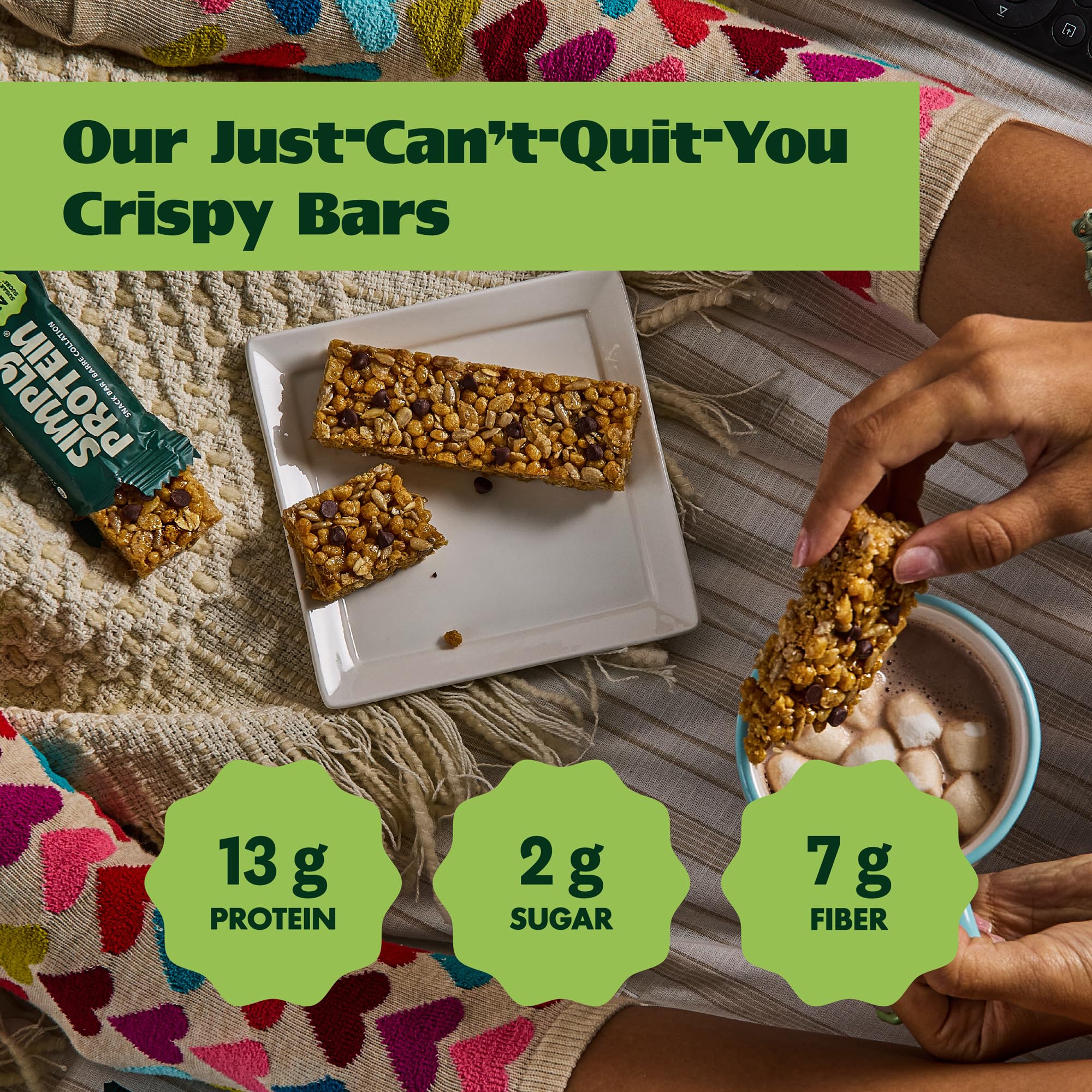 Simply Protein - Crispy Vegan Protein Bars Variety Pack, 3 Flavors - Plant Based, Protein Snacks - 13g Protein, 2g Sugar, 7g Fiber - Gluten Free, Non