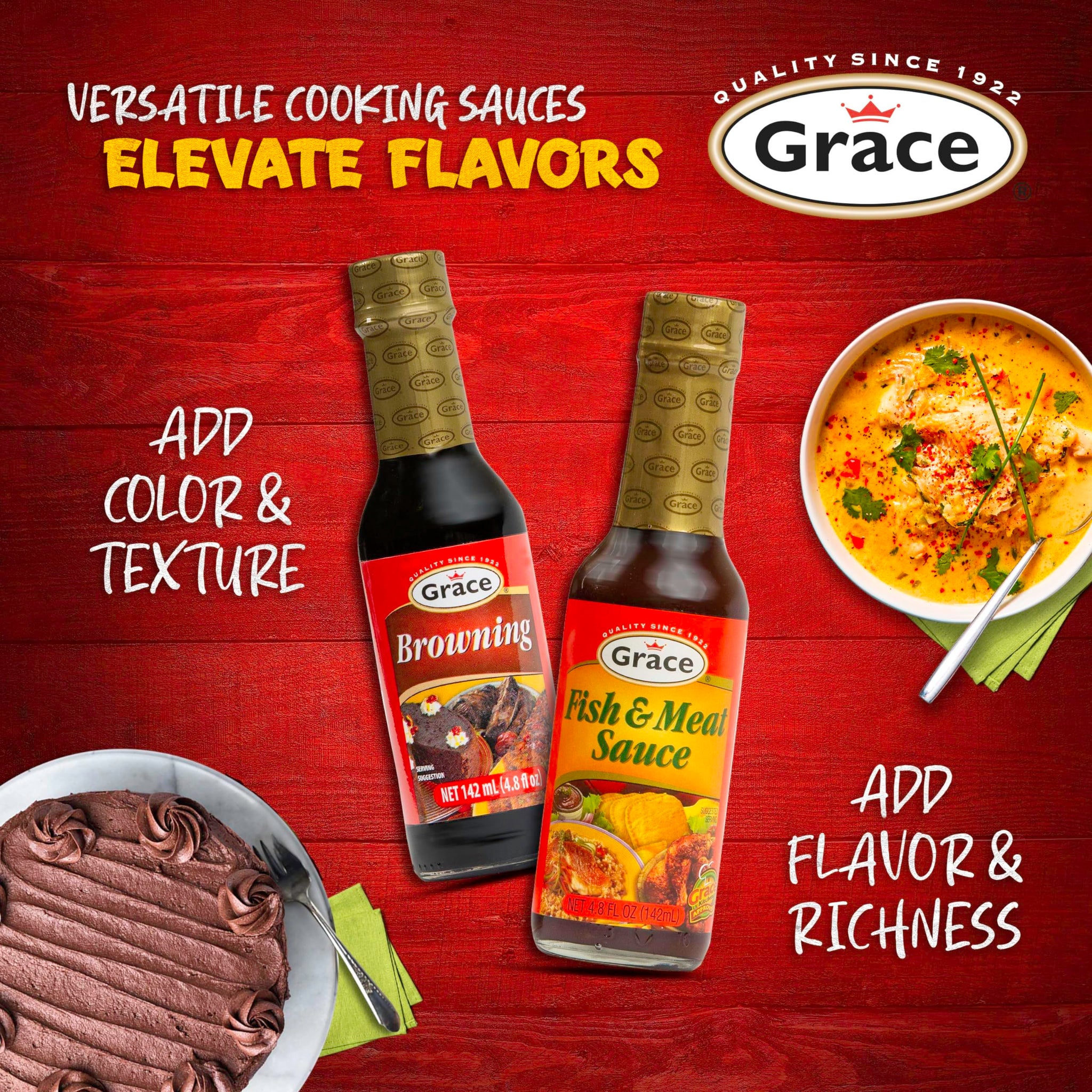 Grace Fish and Meat Sauce 4.8oz - 2 Pack Jamaican Seafood Seasoning & Meat Marinade - Caribbean Fish Sauce for Cooking or as a Chicken Marinade - Mild