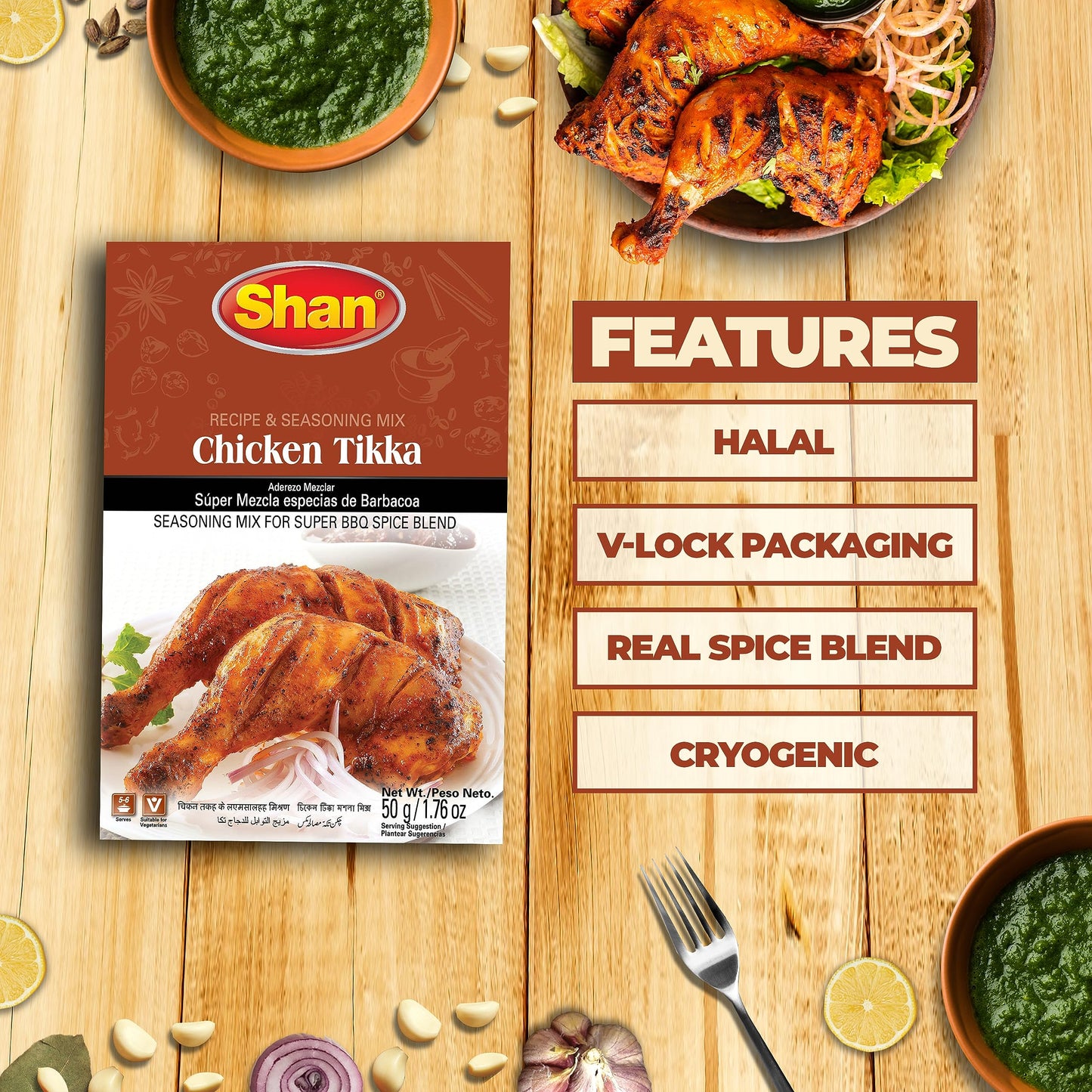 Shan - Chicken Tikka Seasoning Mix (50g) - Seasoning Packets for Tikka Masala