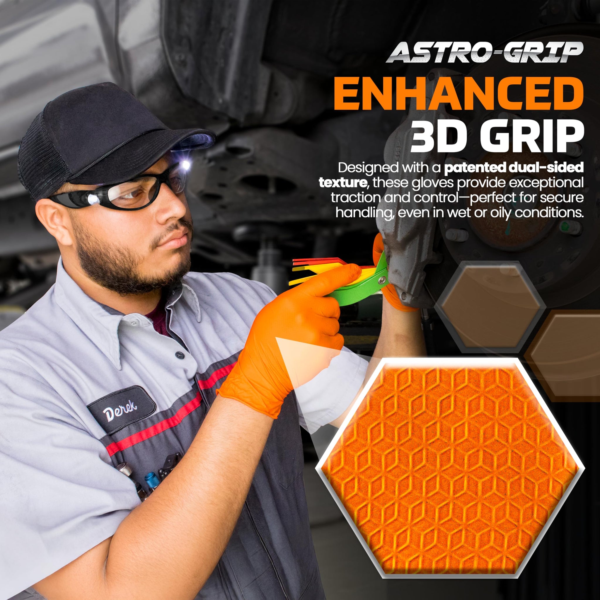 Astro Grip Powder-Free Nitrile Disposable Glove, Medium Size, Full Case (10 Boxes of 100)