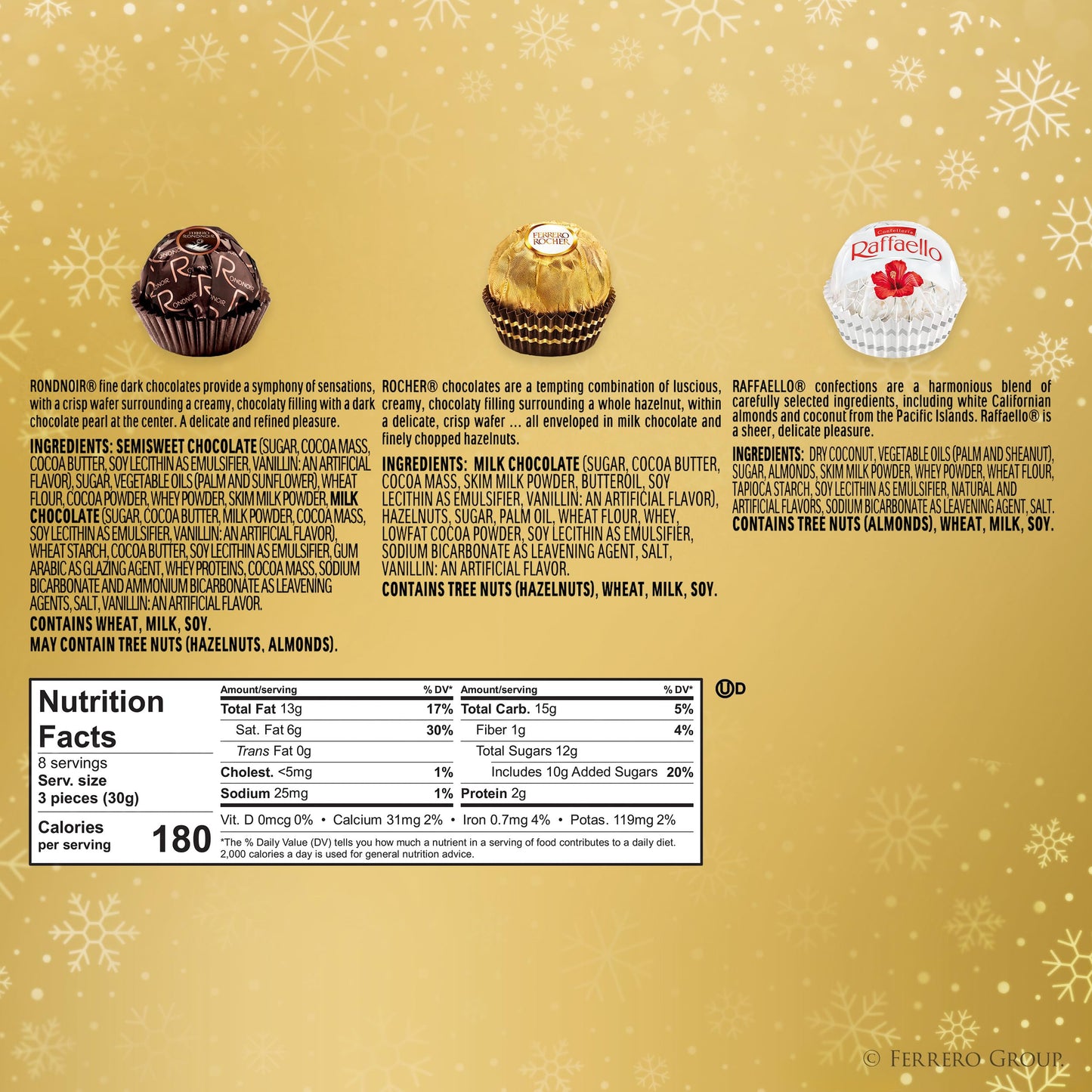 Ferrero Collection, Premium Assorted, Hazelnut, Dark Chocolate and Coconut, 24 Count Treats, 6.1 oz