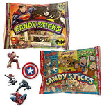 Candy Sticks Variety Pack Comix & Superheros Characters | Individually Boxed 40 Count | Classroom Gifts, Party Favors, Halloween, Birthdays | Stickers