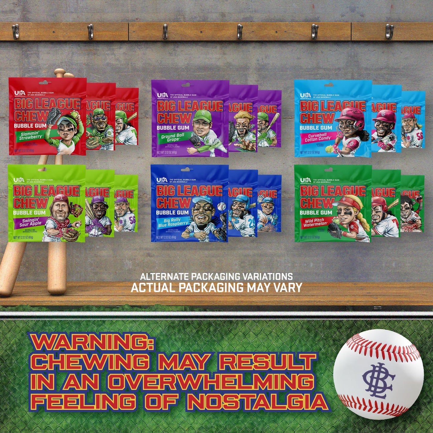 Big League Chew Bulk Variety Pack of 7 - Classic Baseball Bubble Gum Bulk with 7 Flavors for Teams and Parties, Dugout Snacks & Gifts - Nostalgic