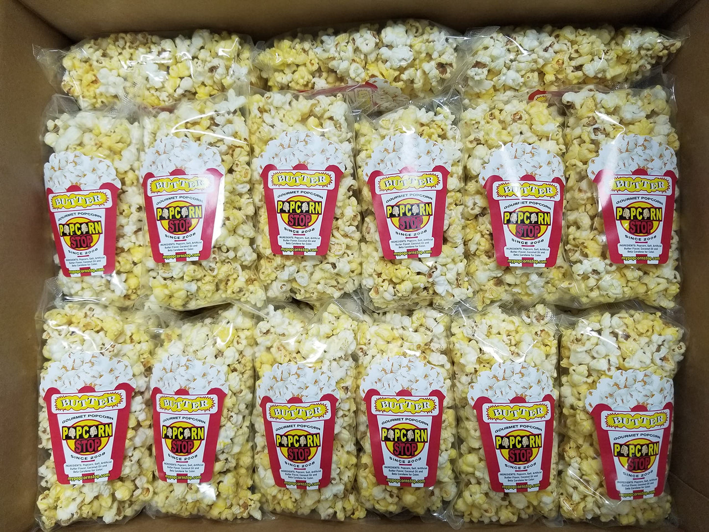 50-Count Movie Butter Popcorn - 3 Cups Each (1.04 oz) | Freshly Oil-Popped & Heat-Sealed Bags | Popcorn Stop - Tiny Heat-Sealed Bags are Perfect