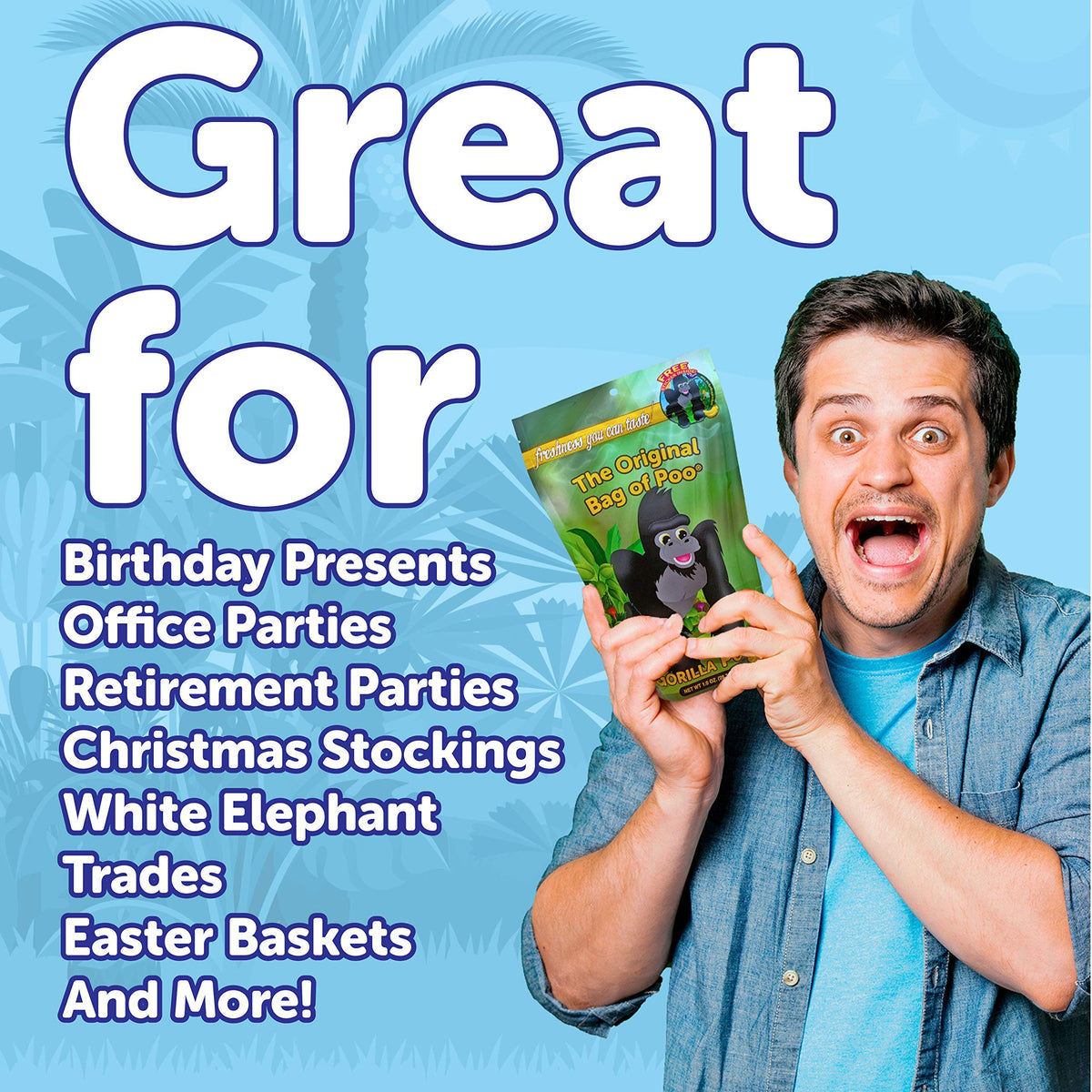 The Original Bag of Poo®, Gorilla Poo (Banana Flavor Cotton Candy) Novelty Poop Gag Gift. Free sticker inside.