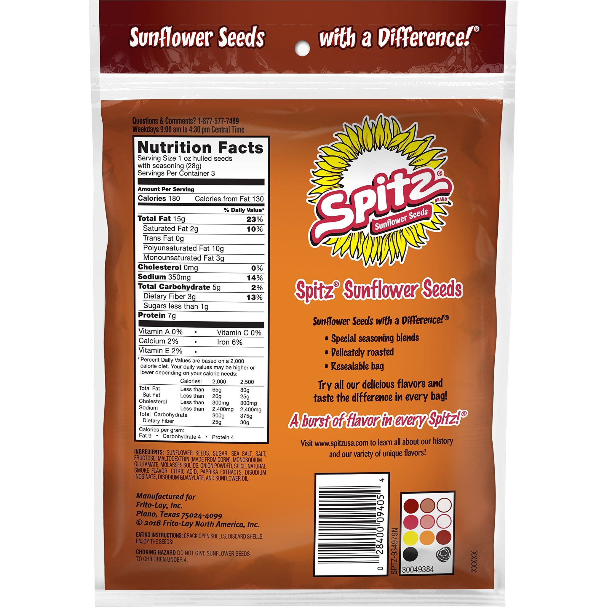 Spitz BBQ Flavored Sunflower Seeds, 6 Ounce Bags, 12 Count