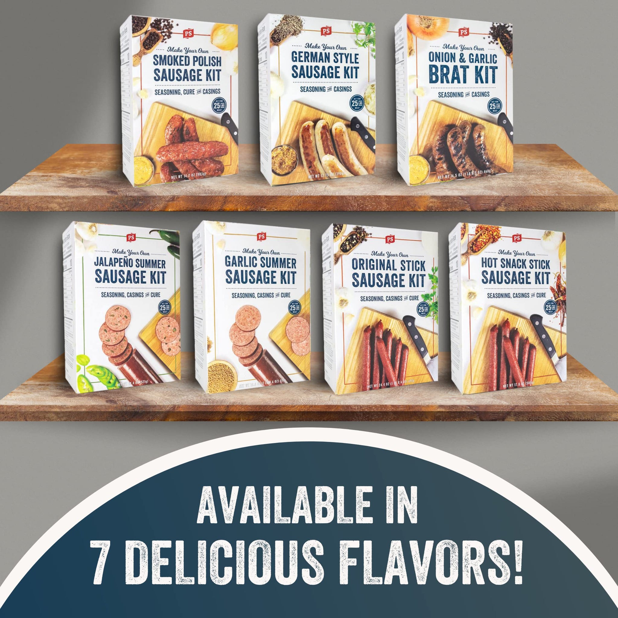 PS Seasoning Original Snack Stick Kit- Includes Snack Stick Sausage Seasoning Mix, Cure, and Collagen Casings for up to 25lbs of Meat- Easy to Use