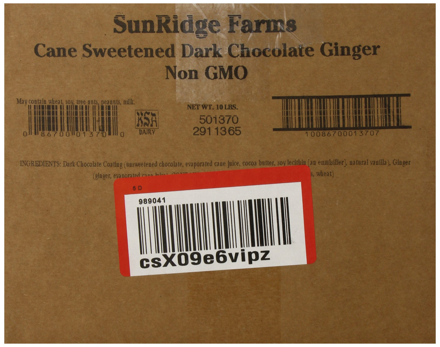 SUNRIDGE FARM CANDY GINGER CHOC 10 LB
