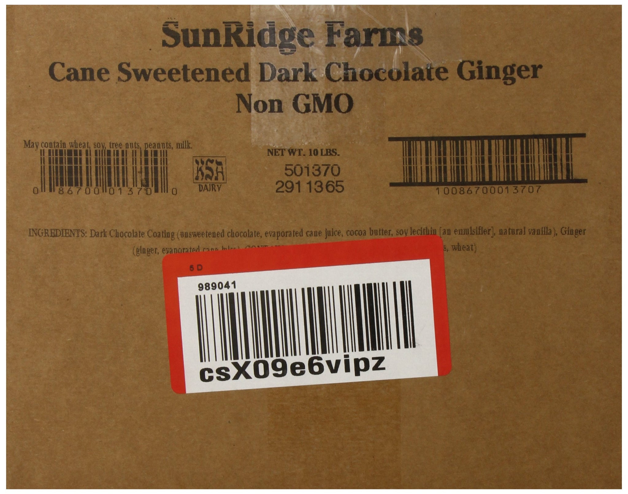SUNRIDGE FARM CANDY GINGER CHOC 10 LB