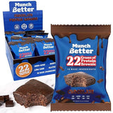 Munch Better Chocolate Protein Brownies - High Protein (25g), Dairy-Free, Gluten-Free, Low Sugar, Collagen-Infused, Clean Ingredients (8 Brownies per