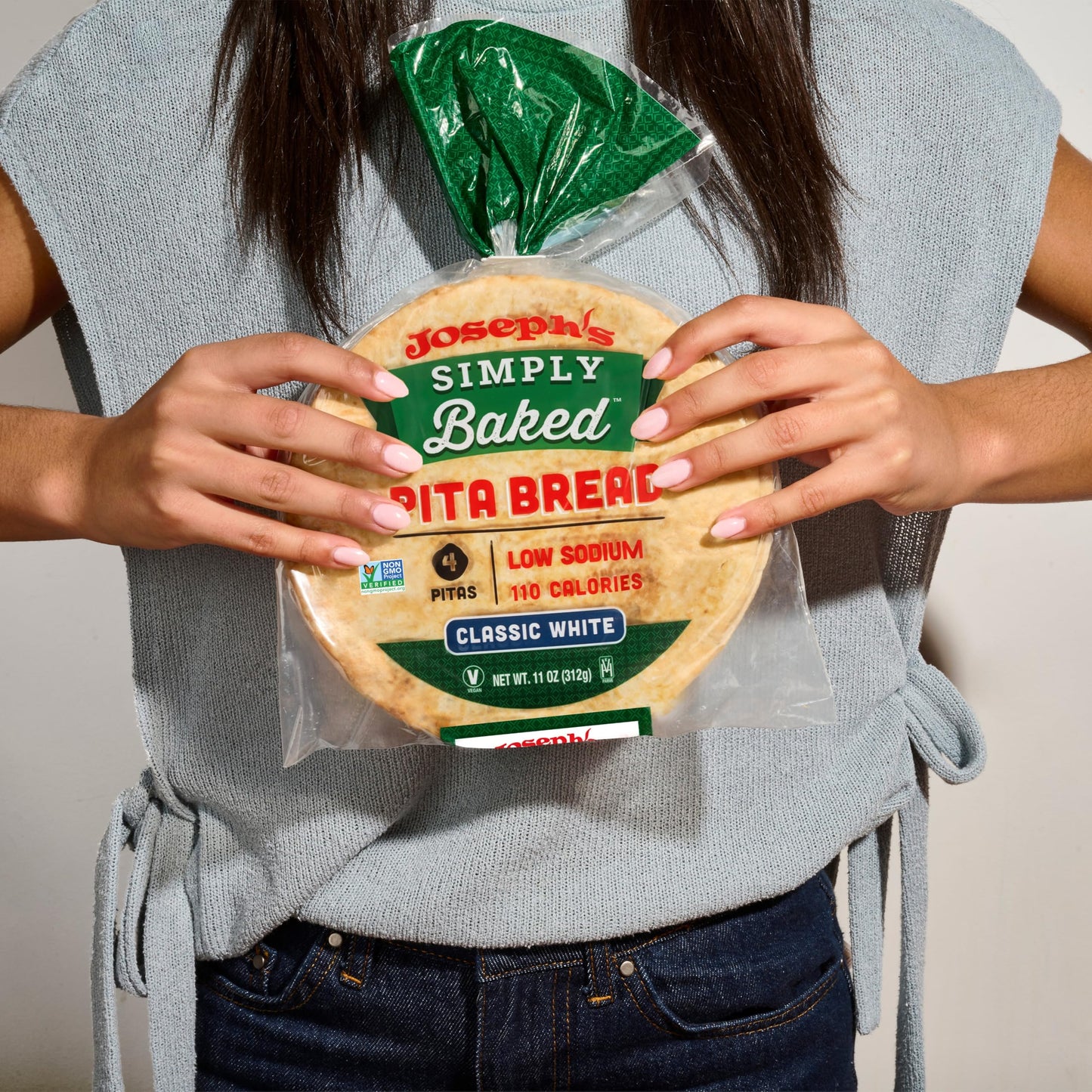 Joseph's Simply Baked Classic White Pita, 1-Pack | GMO Free, Vegan | Fresh Baked (4 Pitas per Pack, 11oz.)