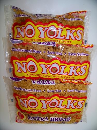 Noodles No Yolks Egg White Pasta Cholesterol Free Noodles Extra Broad (3 Pack)