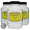 Sodium Borate Decahydrate [Na2B4O7.10H2O] 99.9% ACS Grade Powder 1.5 Lb in Three Space-Saver Bottles